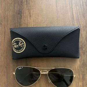 Ray-Ban Gold Frame Sunglasses with Black Lenses